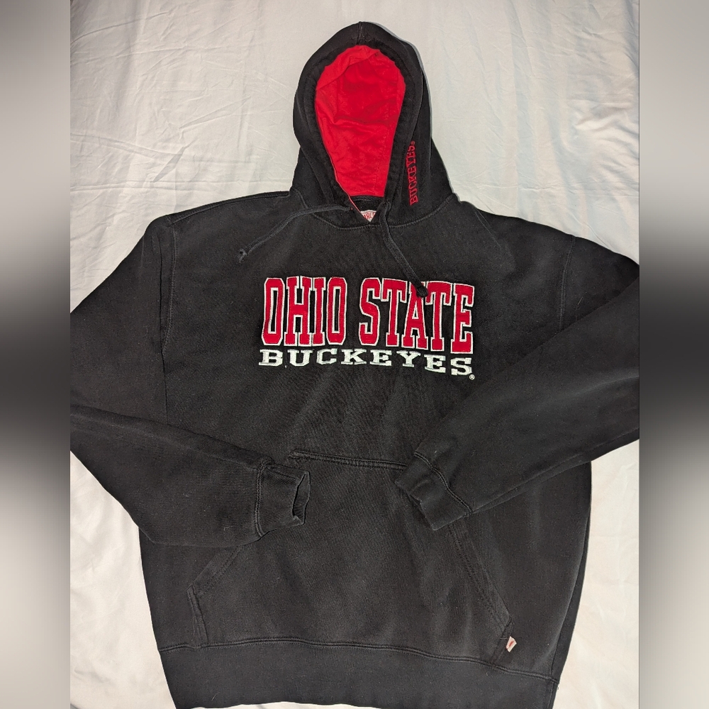 Scarlet And Gray Men's Large Ohio State Buckeyes Long Sleeve Black‎ Hoodie